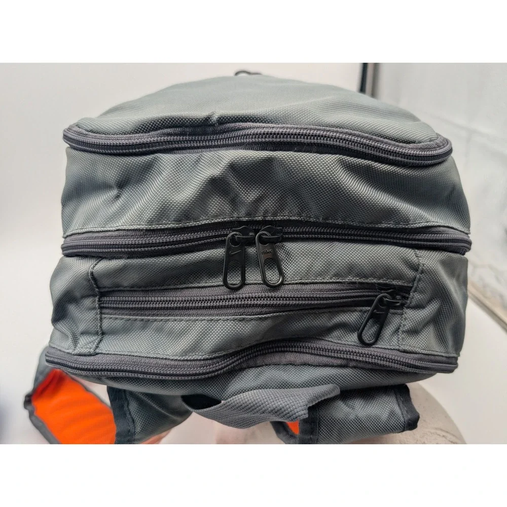 Nike Air Max Backpack Gray Orange Athletic Sport School Bag Multiple Pockets